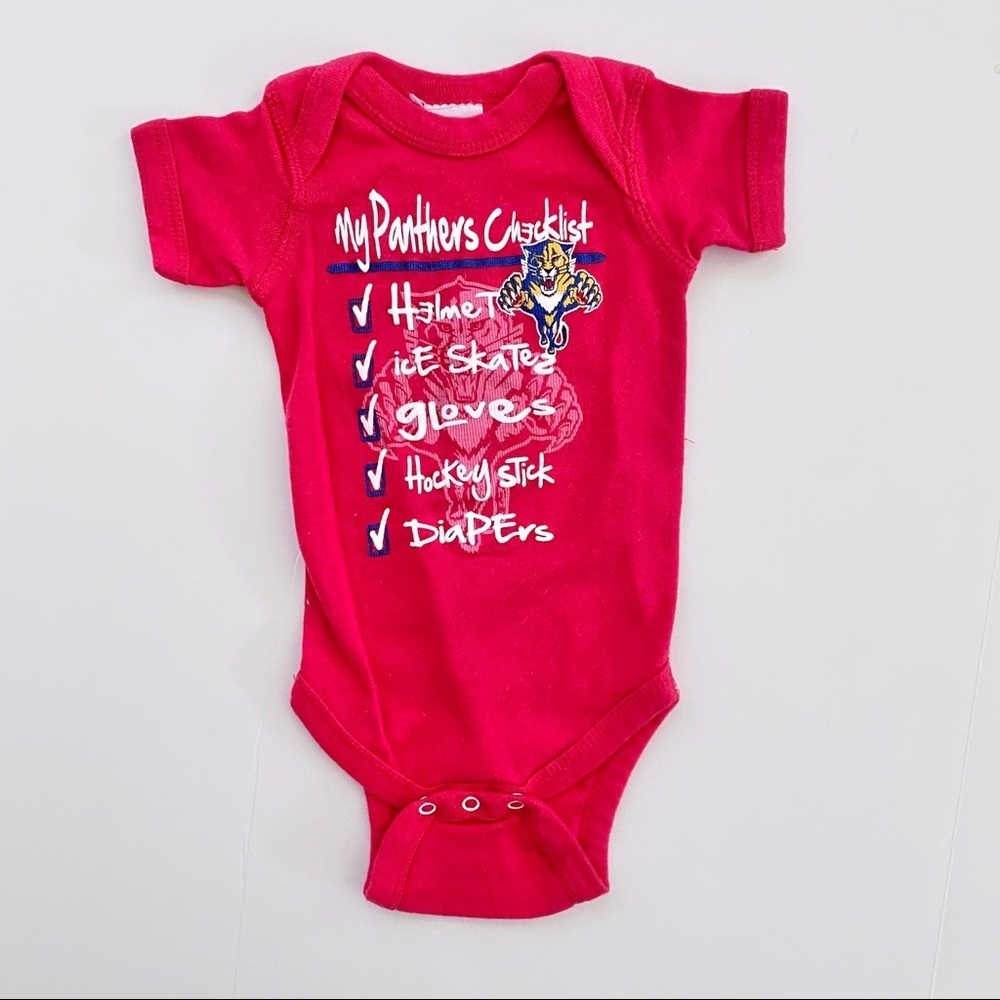 Florida Panthers Baby Onesie Newborn NHL Hockey Bodysuit Red Fan Gift
